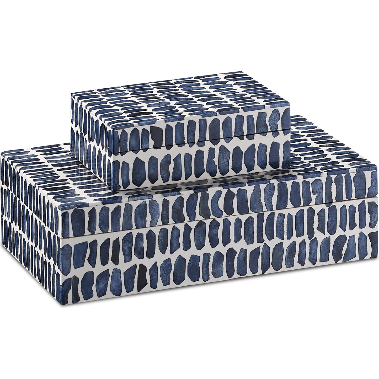 002 SR-767859 | Additional Silo | Indigo Box Set by Currey and Company in navy, white, natural. Made from bone, sheesham wood, composite in a coastal style.