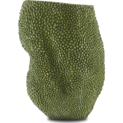 Jackfruit Vase by Currey and Company in green, gold. Made from bronze in a coastal style.