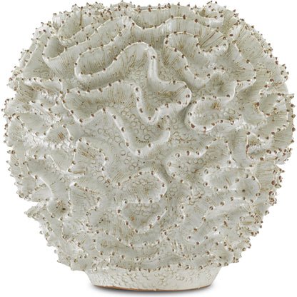 Swirl Vase by Currey and Company in white, gold. Made from ceramic in a coastal style.
