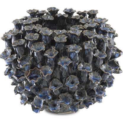 Manitapi Blue Vase by Currey and Company in blue. Made from ceramic in a coastal style.