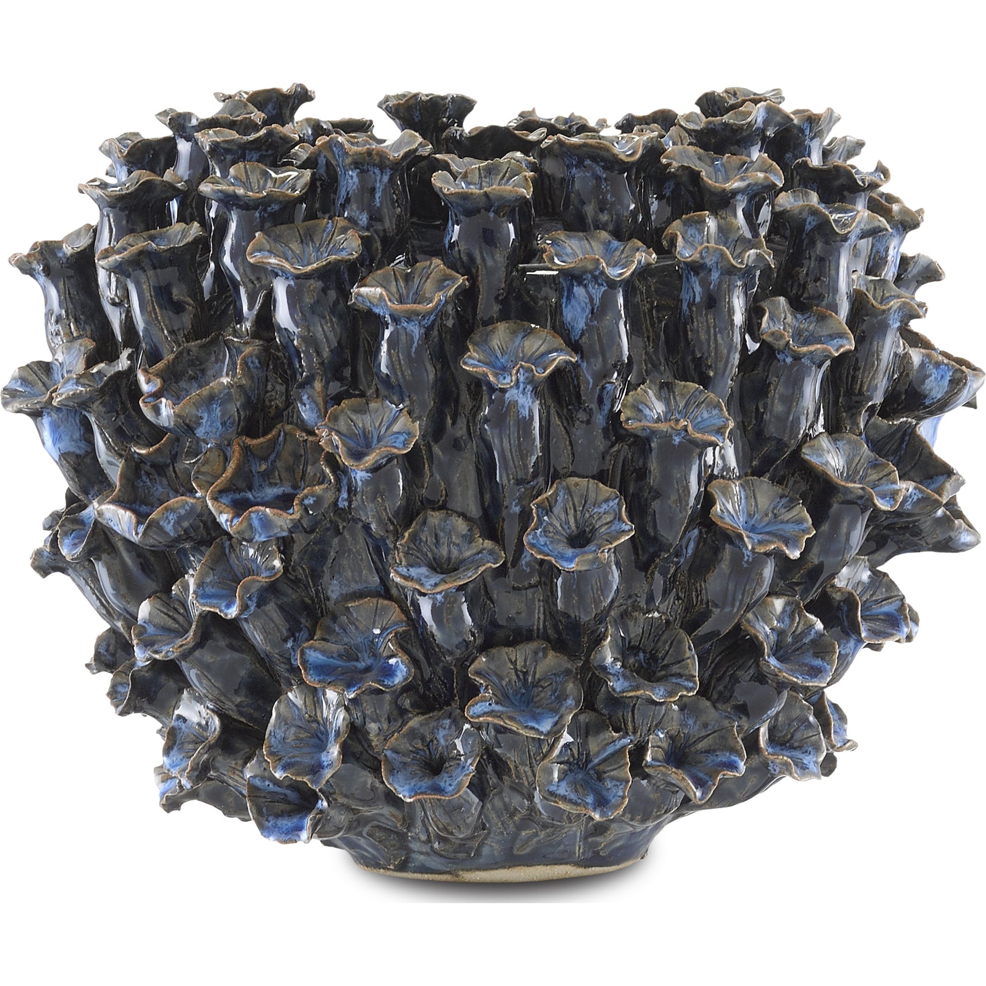 Manitapi Blue Vase by Currey and Company in blue. Made from ceramic in a coastal style.