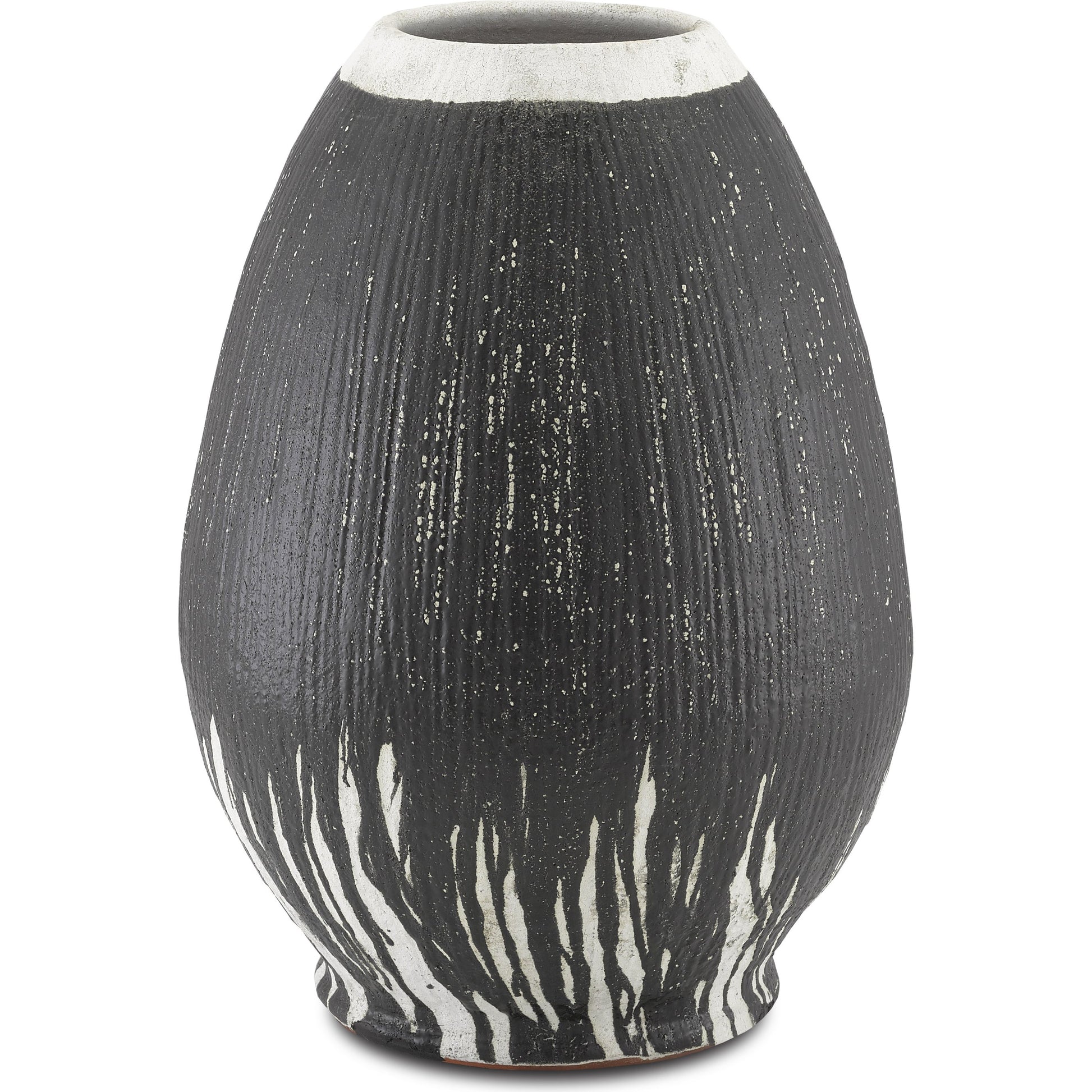 Chartwell Urn by Currey and Company in textured black, white. Made from terracotta in a eclectic & global style.