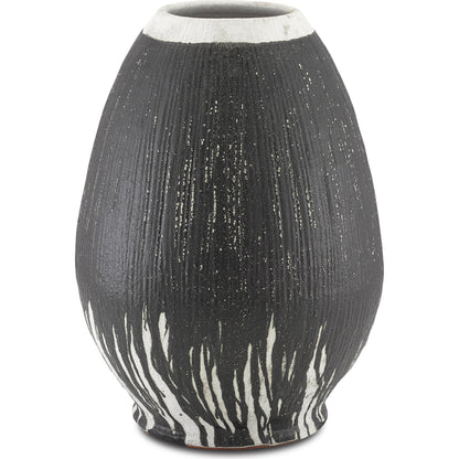 Chartwell Urn by Currey and Company in textured black, white. Made from terracotta in a eclectic & global style.