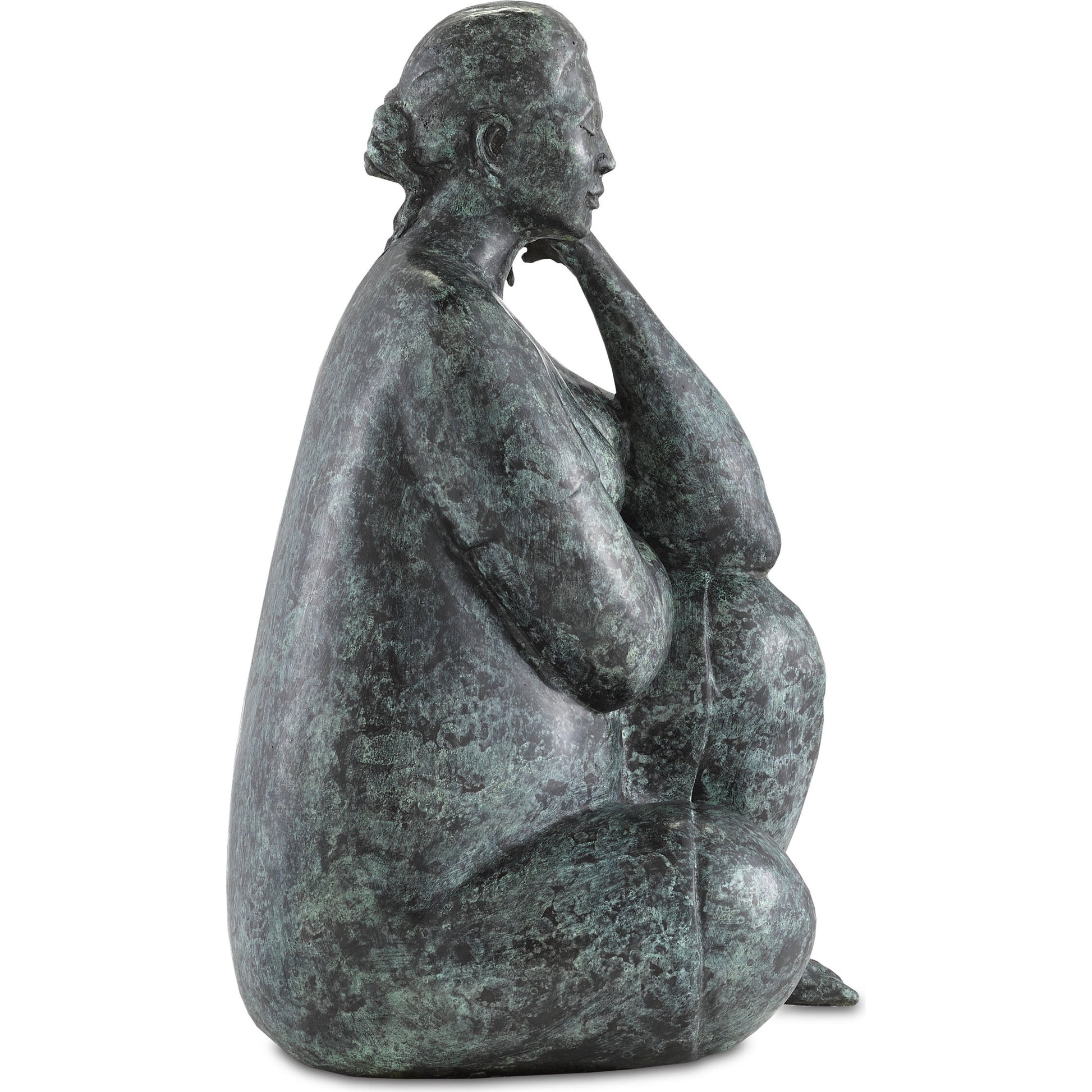 Lady Meditating by Currey and Company in granite green. Made from bronze in a eclectic & global style.