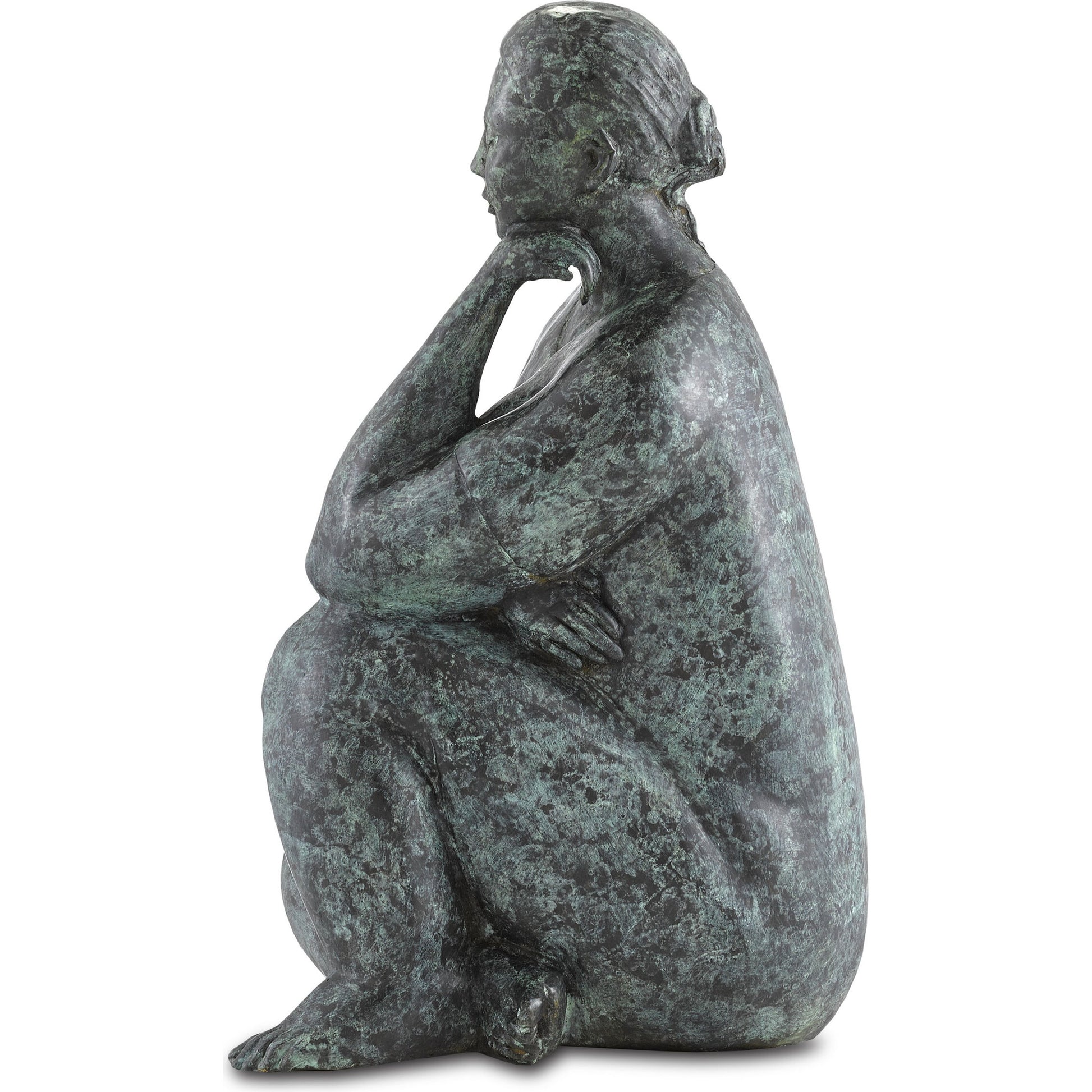 Lady Meditating by Currey and Company in granite green. Made from bronze in a eclectic & global style.