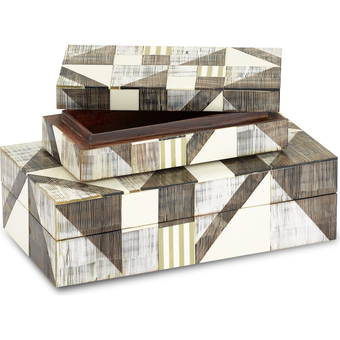 002 SR-890189 | Additional Silo | Modernist Bone and Horn Boxes by Currey and Company in gray, natural. Made from horn, composite, wood in a eclectic & global style.