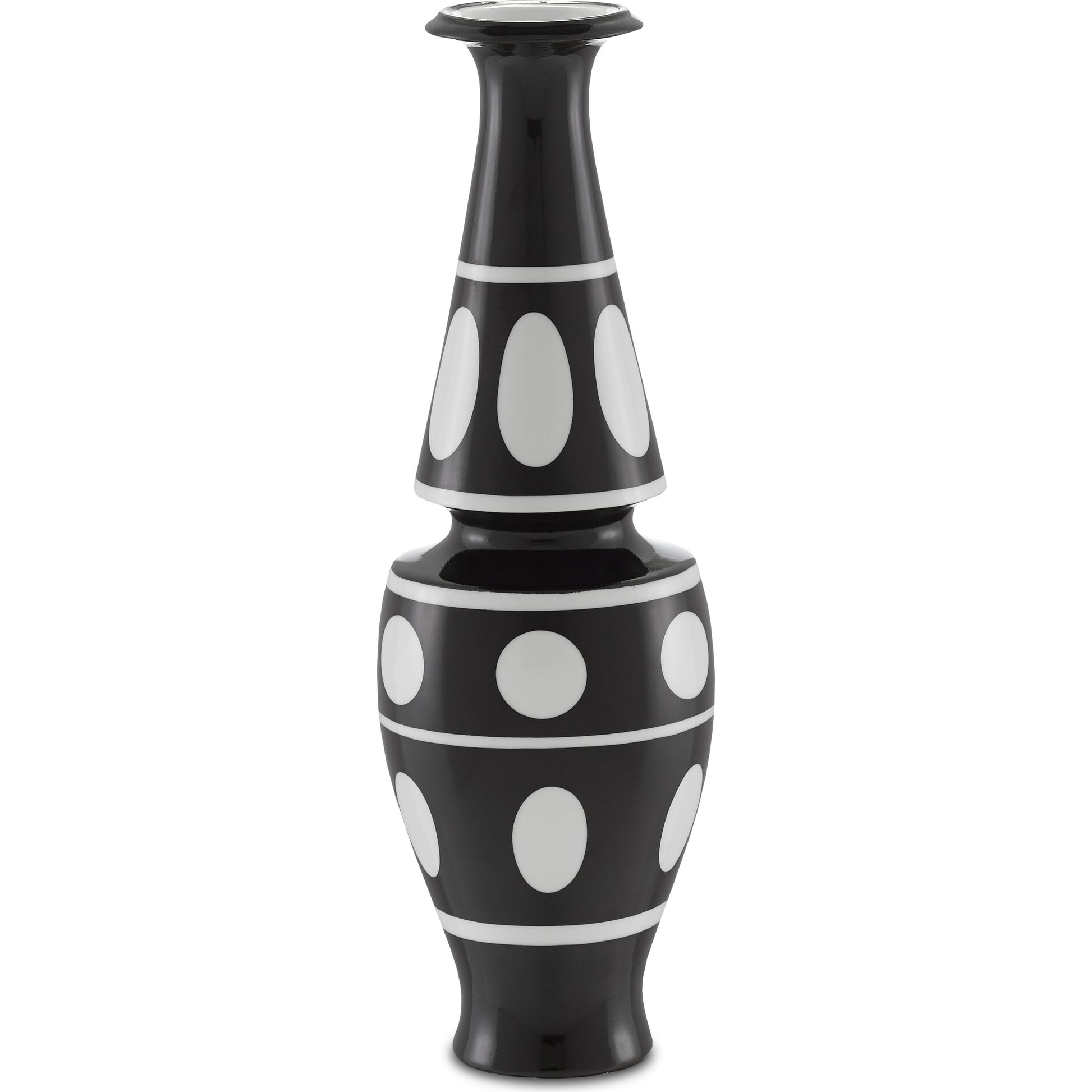 De Luca I Vase by Currey and Company in black, white. Made from porcelain in a modern style.