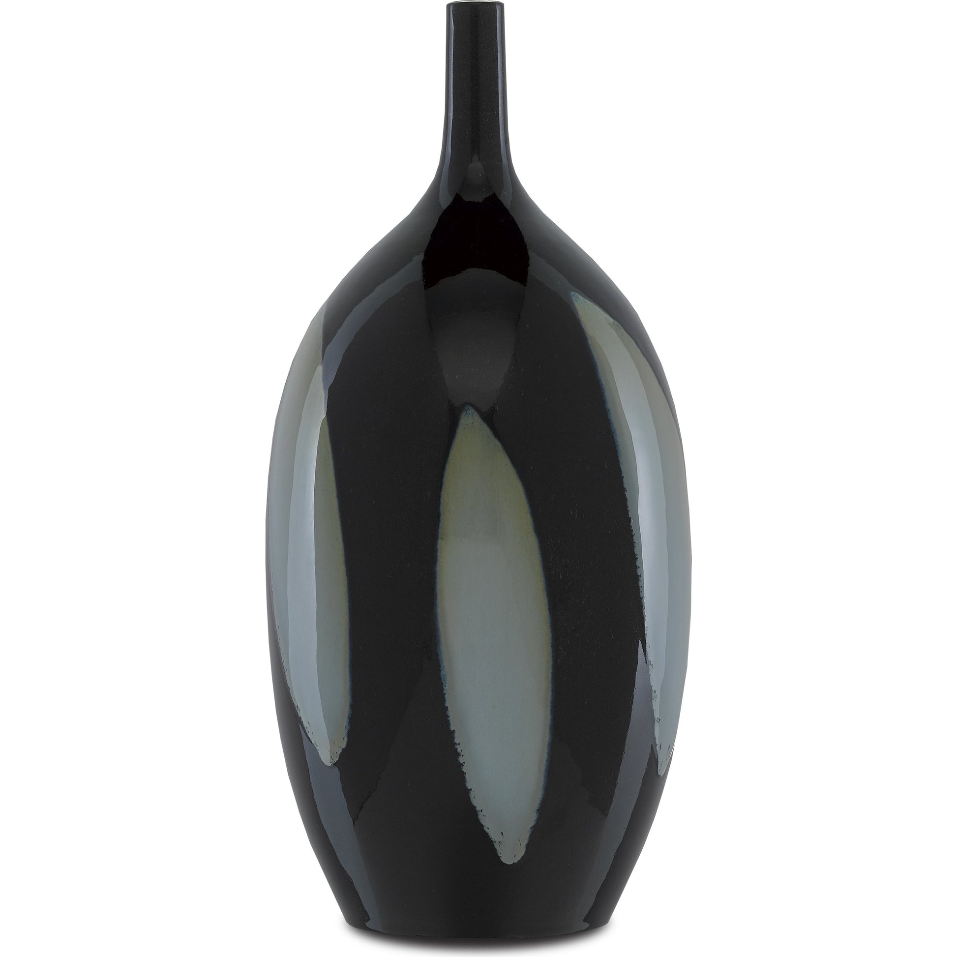 Let Us Twist the Glass Tall Vase by Currey and Company in black, steel blue. Made from ceramic in a modern style.