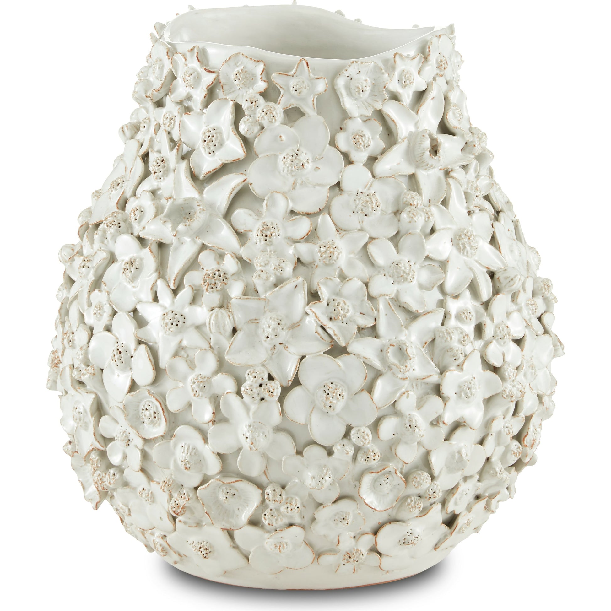 Jessamine Vase by Currey and Company in white. Made from ceramic in a modern style.