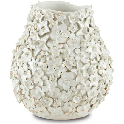 Jessamine Vase by Currey and Company in white. Made from ceramic in a modern style.