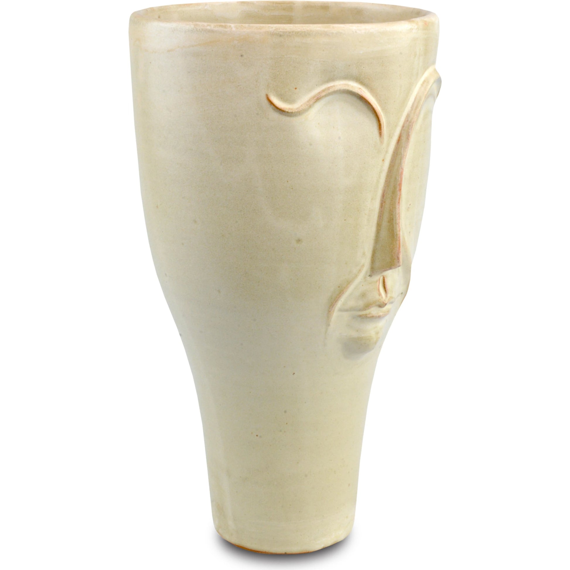 Poet Vase by Currey and Company in milky white. Made from terracotta in a modern style.