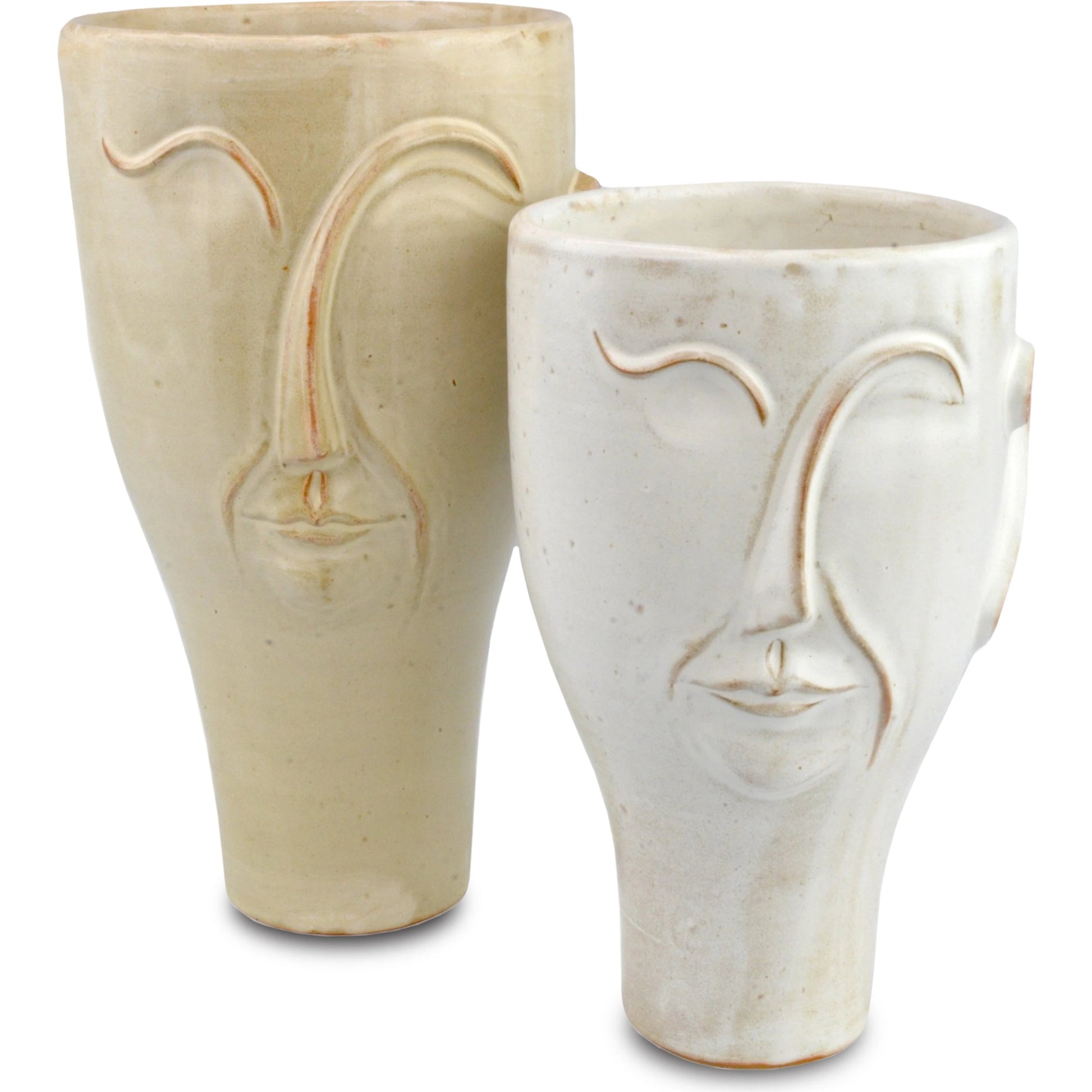 Poet Vase by Currey and Company in milky white. Made from terracotta in a modern style.