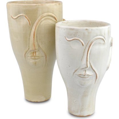 Poet Vase by Currey and Company in milky white. Made from terracotta in a modern style.