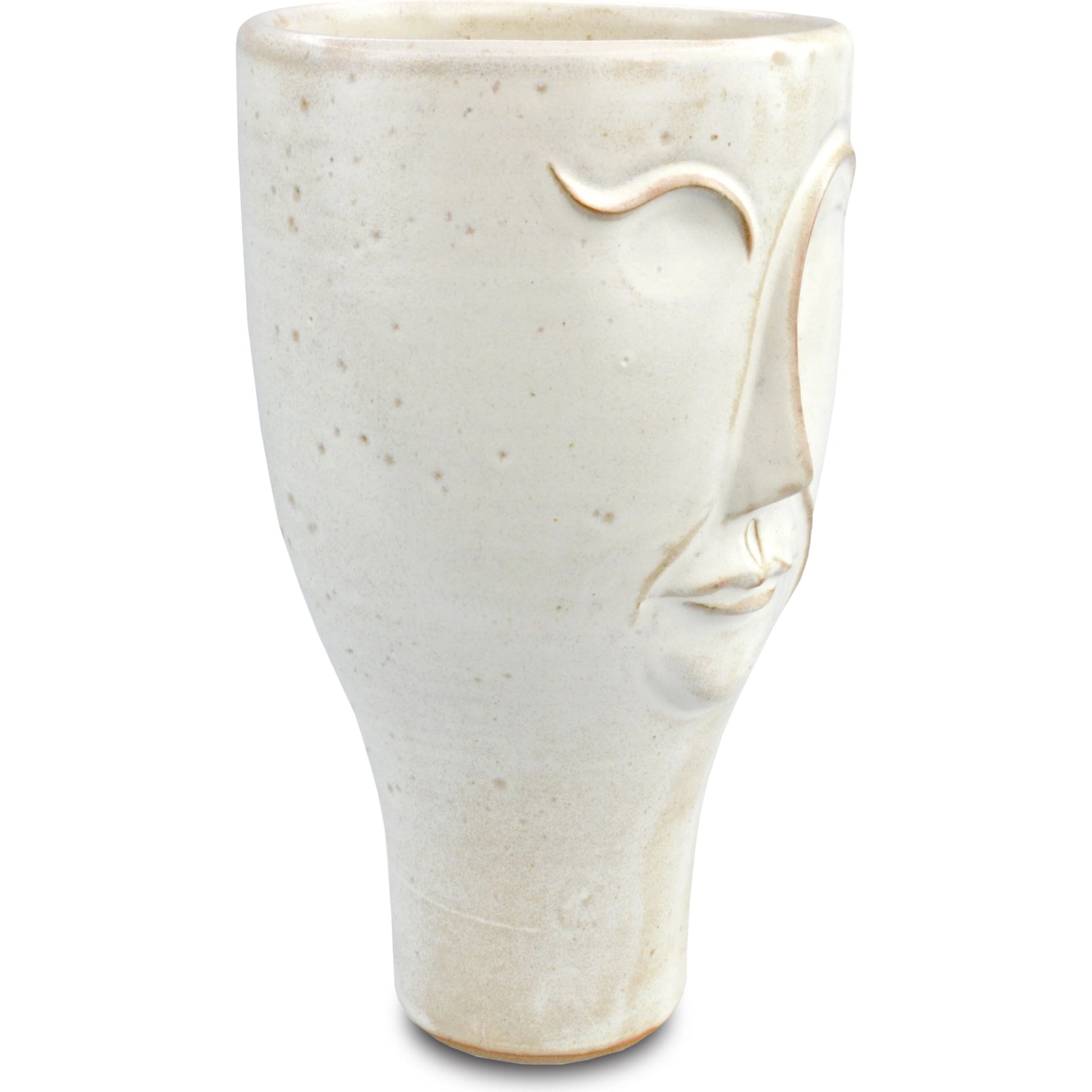 Poet Vase by Currey and Company in milky white. Made from terracotta in a modern style.