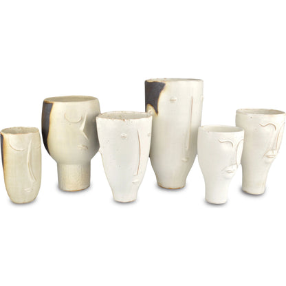 Poet Vase by Currey and Company in milky white. Made from terracotta in a modern style.