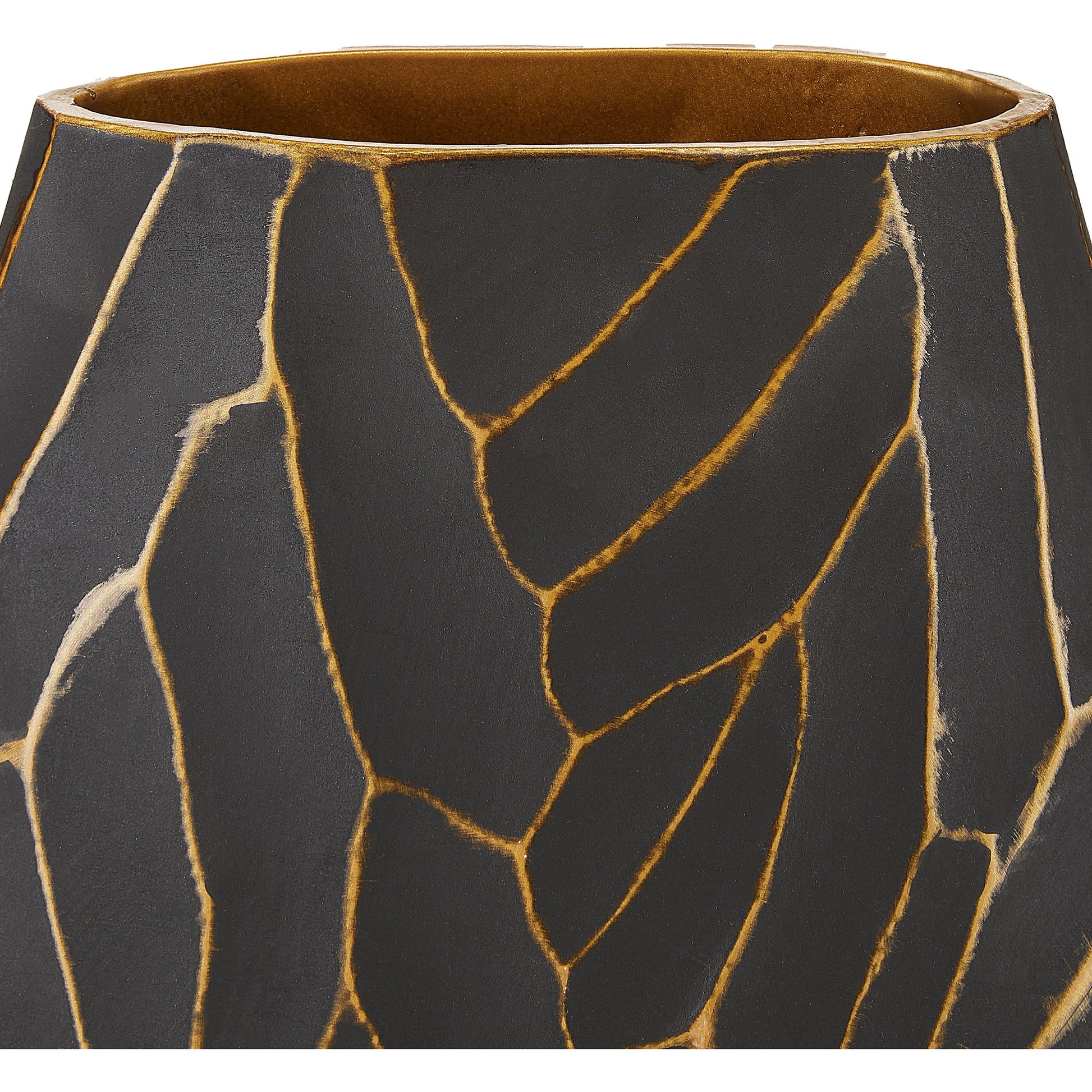 Anika Vase Set by Currey and Company in white, gold. Made from cast aluminum in a transitional style.