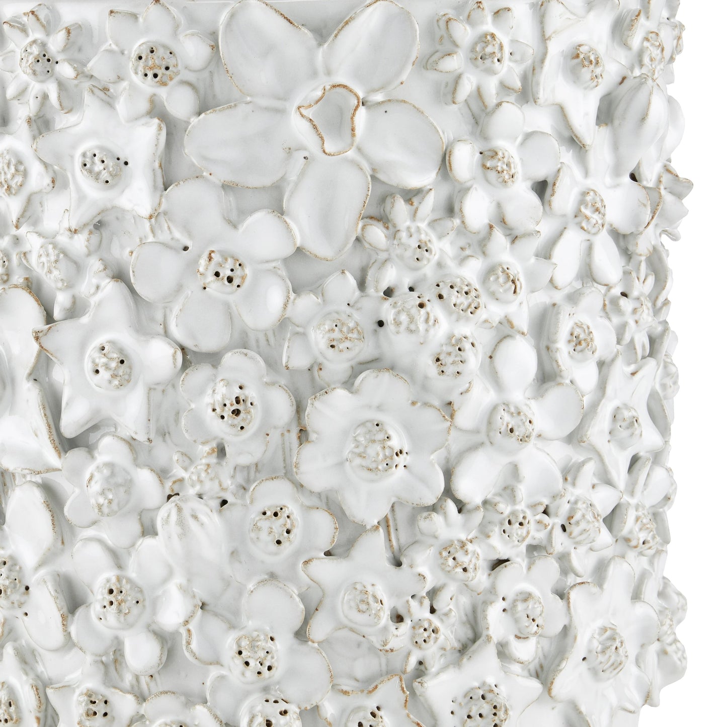 009 SI-1923971 | Closeup | Jessamine Cachepot by Currey and Company in white. Made from ceramic in a modern style.