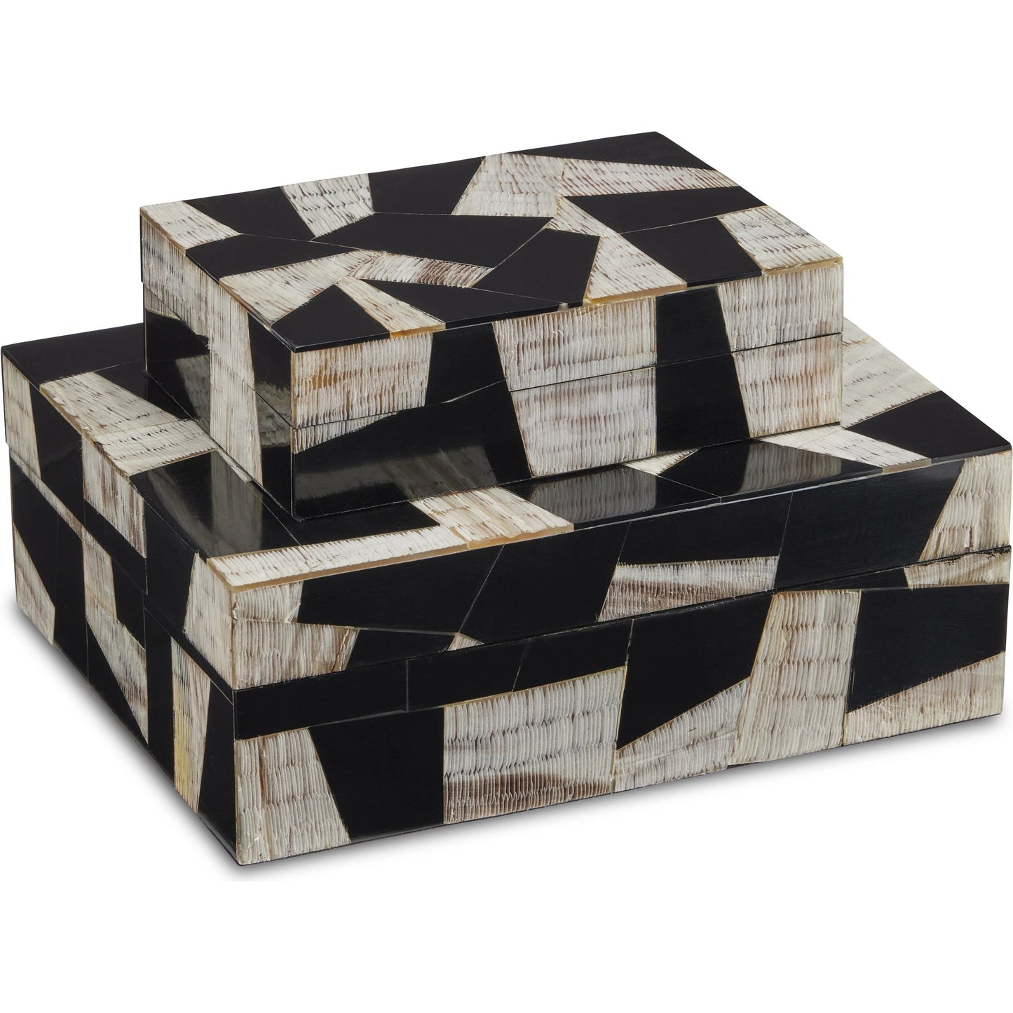 001 SI-1923838 | Additional Silo | Bindu Box Set by Currey and Company in natural, black, linen. Made from chiseled horn, composite, linen, engineered hardwood in a modern style.