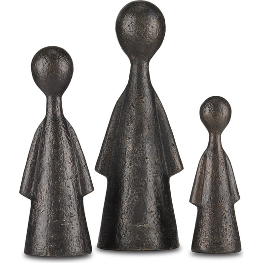 Ganav Figure Set by Currey and Company in bronze. Made from cast aluminum in a modern style.