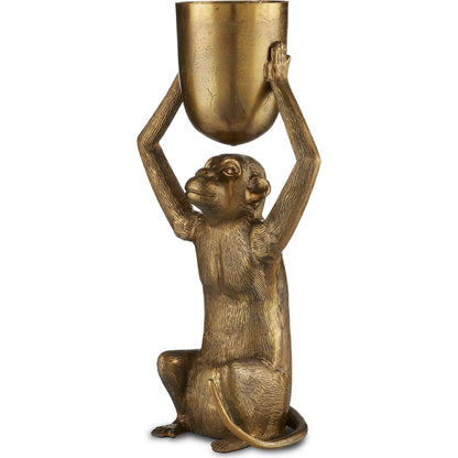Abu Planter by Currey and Company in antique gold. Made from cast aluminum in a modern style.
