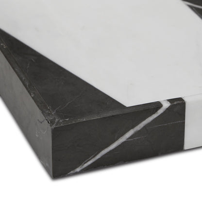 Sena Marble Tray by Currey and Company in black, white. Made from marble, dolomite in a modern style.