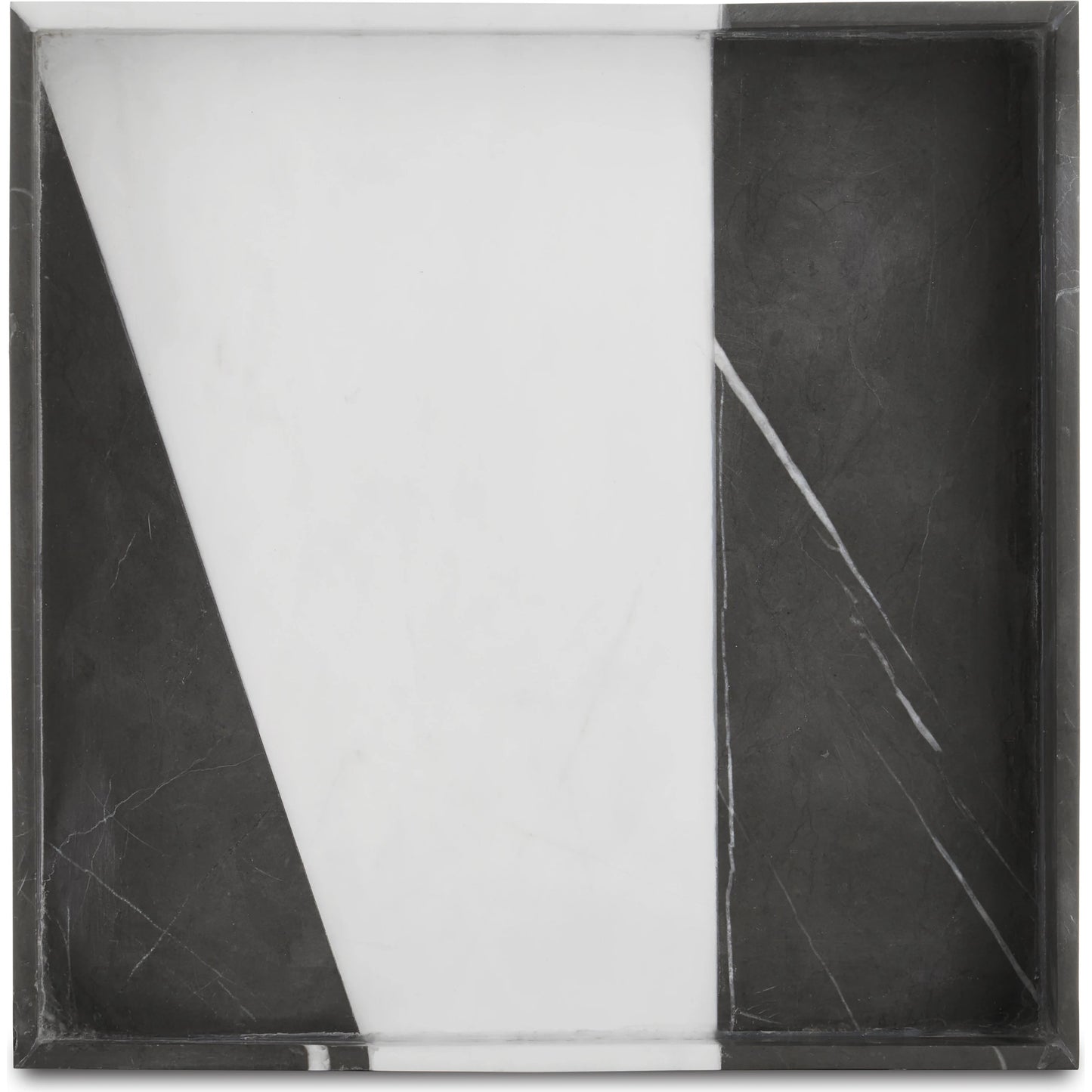 003 SI-1924171 | Additional Silo | Sena Marble Tray by Currey and Company in black, white. Made from marble, dolomite in a modern style.