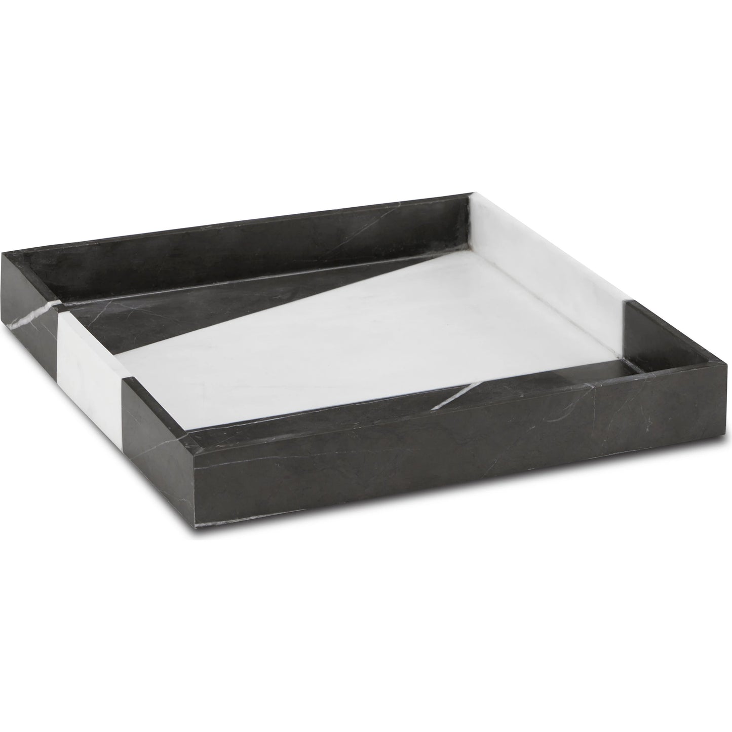 002 SI-1924171 | Additional Silo | Sena Marble Tray by Currey and Company in black, white. Made from marble, dolomite in a modern style.