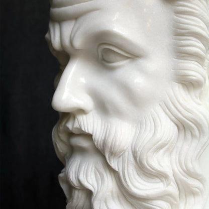 Hector Marble Bust Sculpture by Currey and Company in white. Made from marble in a traditional style.