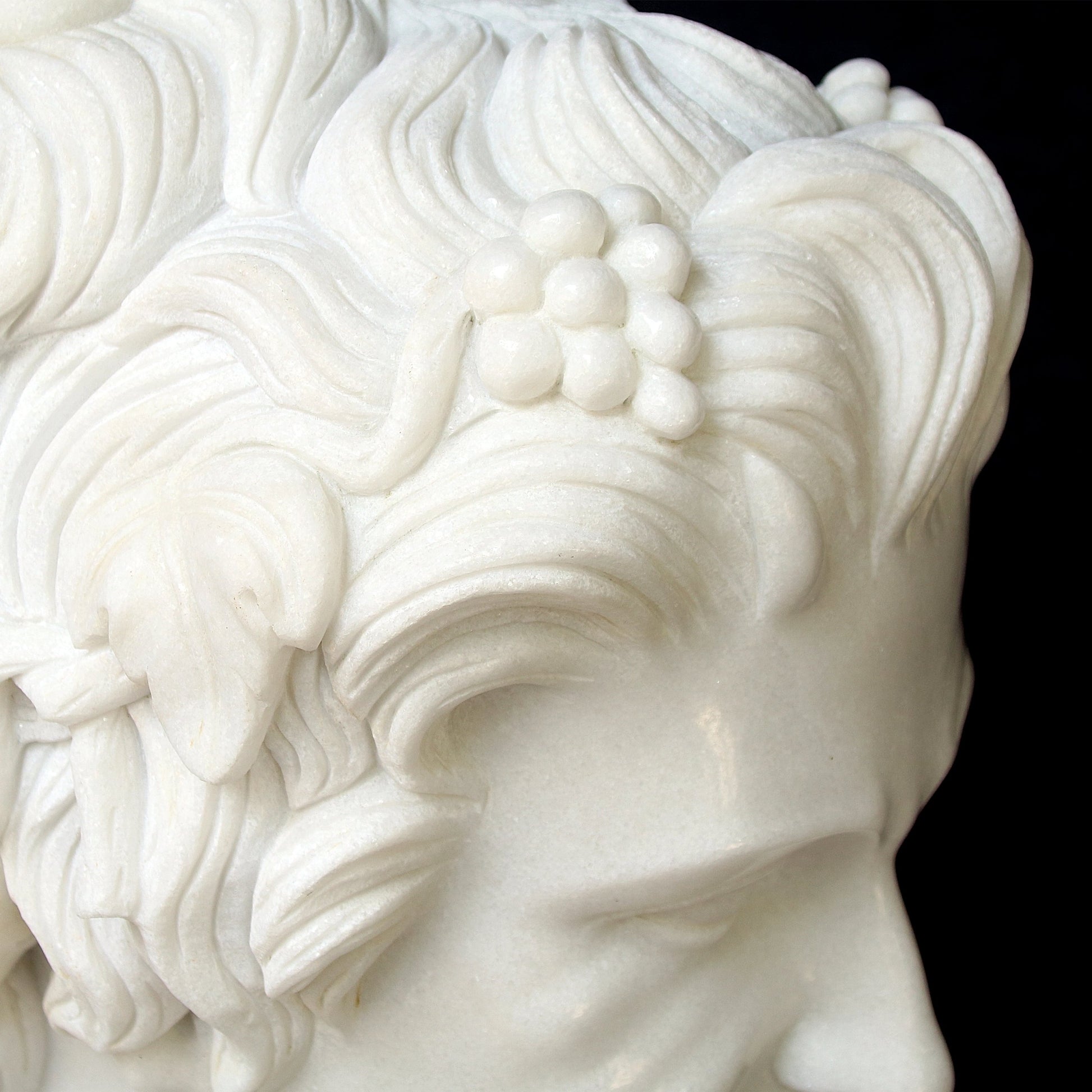 Hector Marble Bust Sculpture by Currey and Company in white. Made from marble in a traditional style.