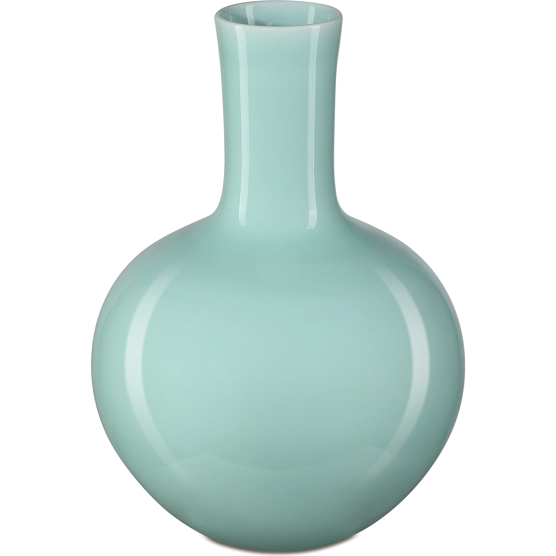 Celadon Green Straight Neck Vase by Currey and Company in celadon green. Made from porcelain in a modern style.