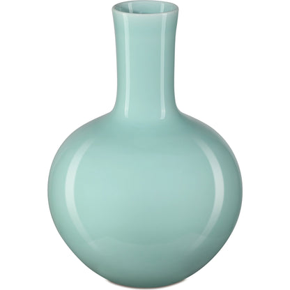 Celadon Green Straight Neck Vase by Currey and Company in celadon green. Made from porcelain in a modern style.