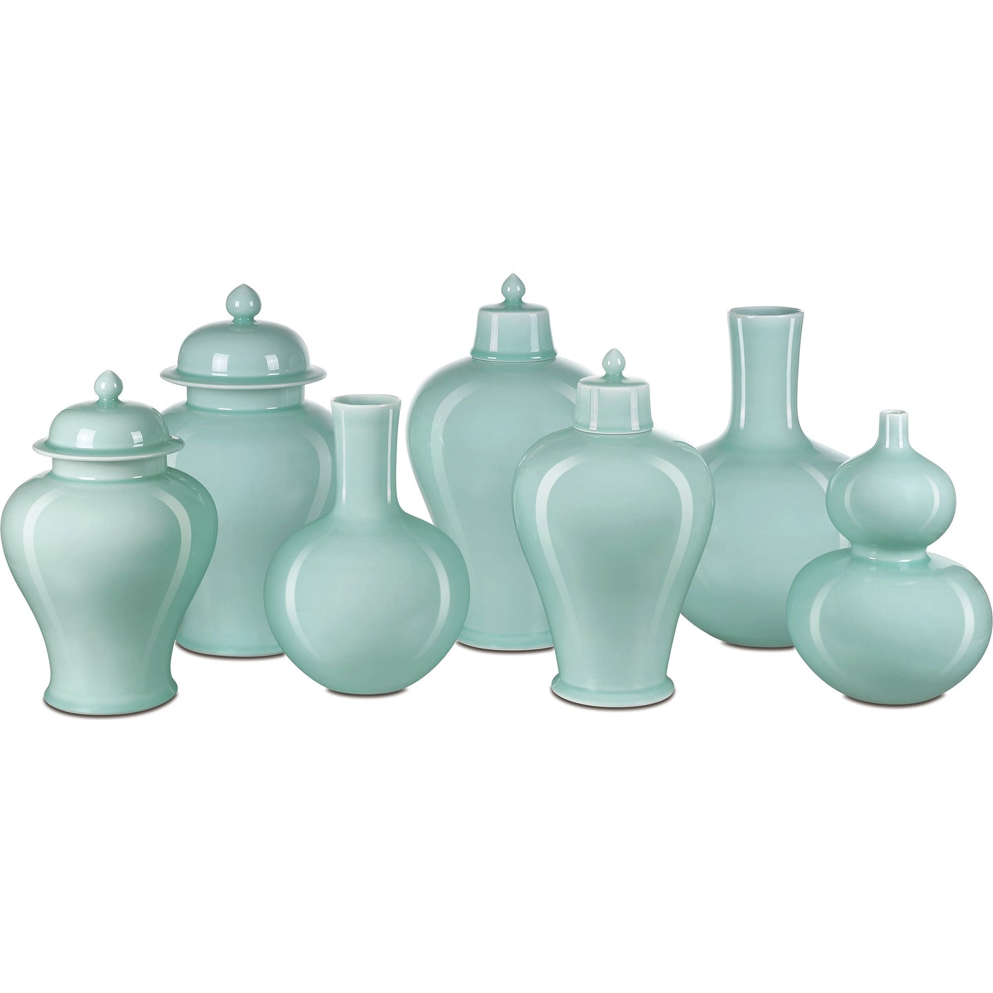 006 SI-2007868,SI-2007869 | Additional Silo | Celadon Green Straight Neck Vase by Currey and Company in celadon green. Made from porcelain in a modern style.