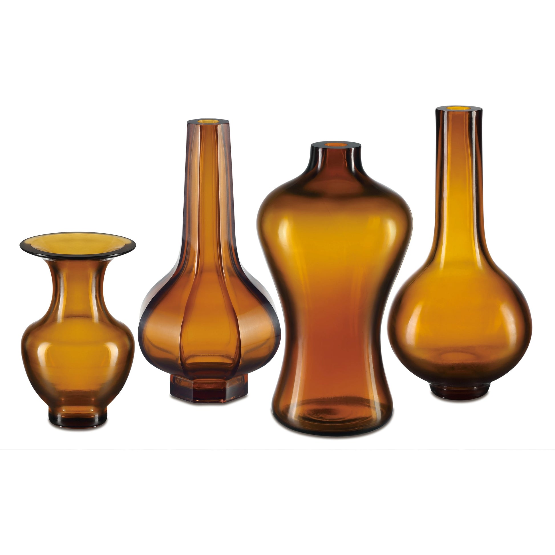 Gold Peking Maiping Vase by Currey and Company in amber. Made from glass in a modern style.