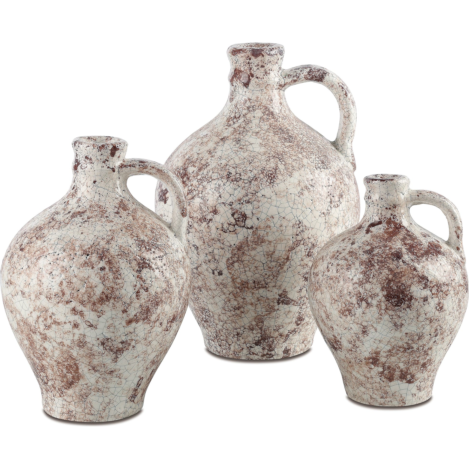 Marne Demijohn Set by Currey and Company in brown, off white. Made from terracotta in a modern style.