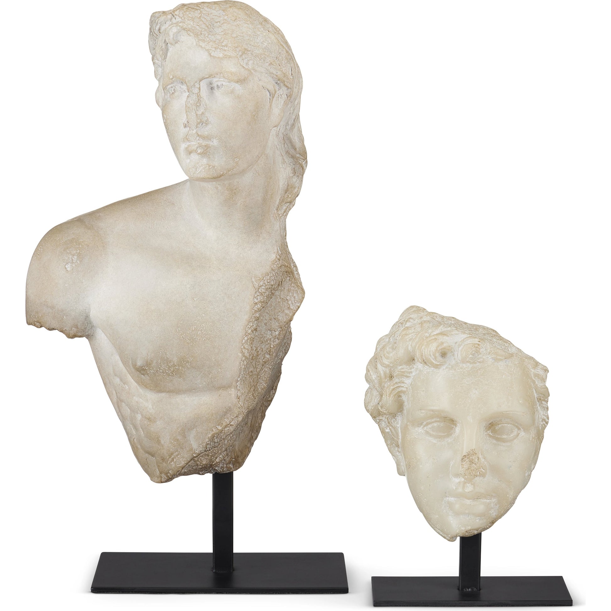 Young Royal Greek Torso by Currey and Company in aged beige, black. Made from composite, metal in a traditional style.