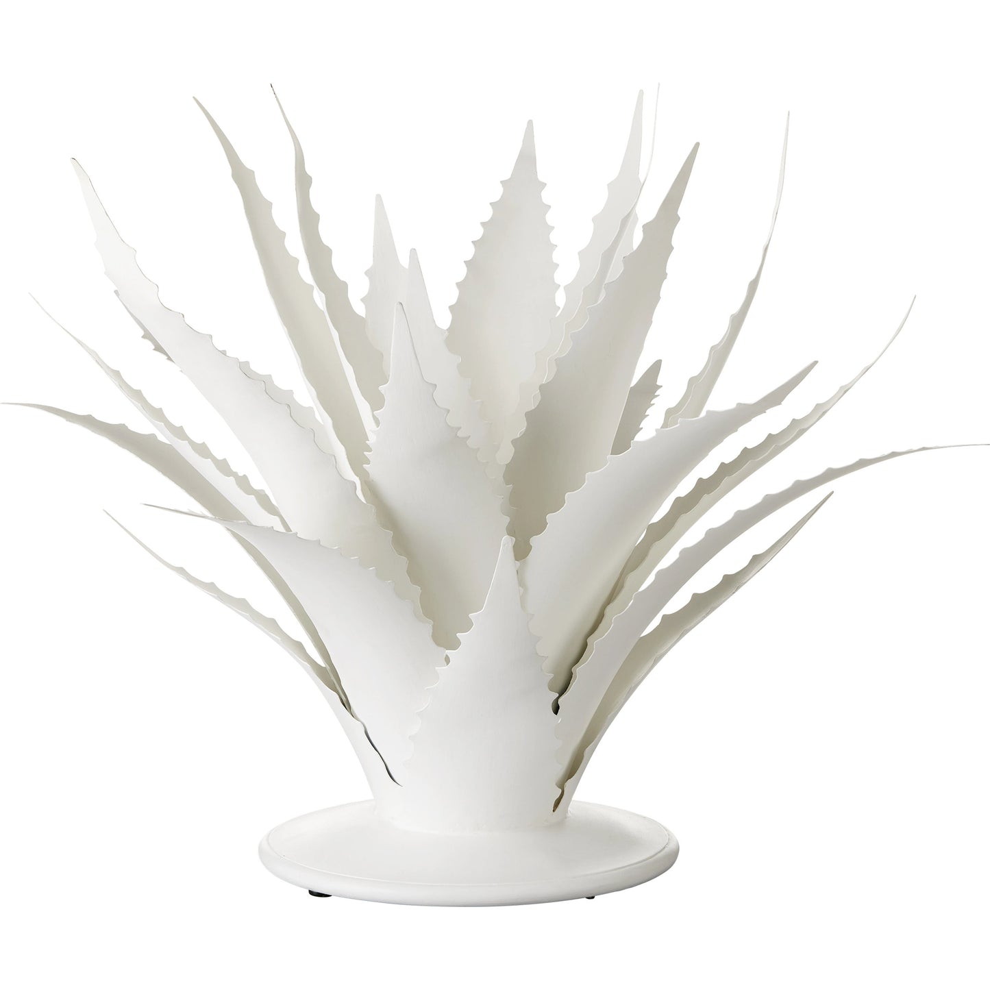 004 SI-2007653 | Closeup | Agave Object by Currey and Company in gesso white. Made from wrought iron in a modern style.