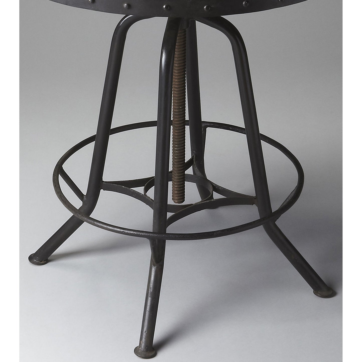 004 O-BUTLER-1200025 | Closeup | EngleWood Hall Pub Table by Butler Specialty Company in black and metalworks. Made from iron: 100% in a modern style.