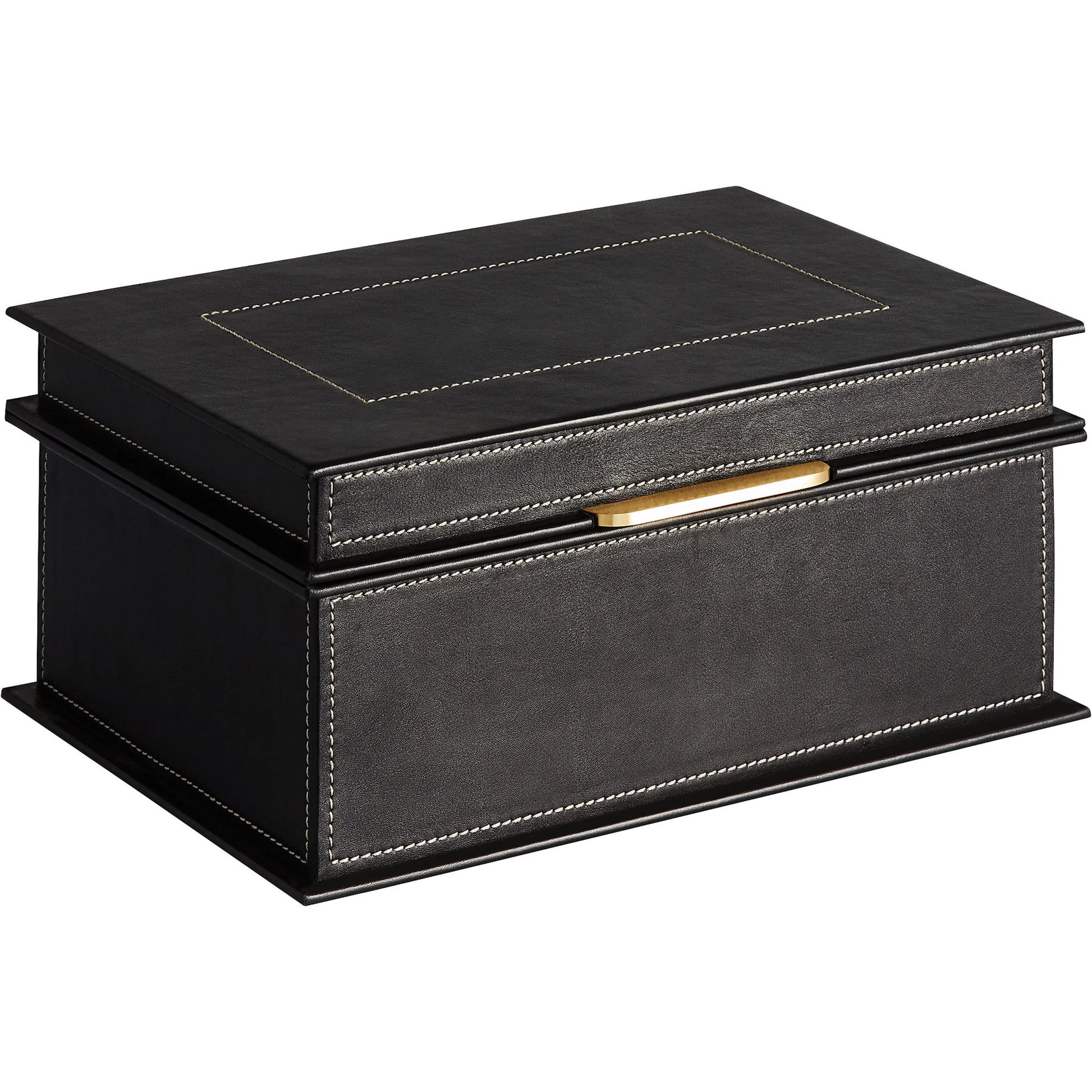 Garcia Box by Cyan Design in black, grey, antique brass. Made from leather, brass in a modern style.