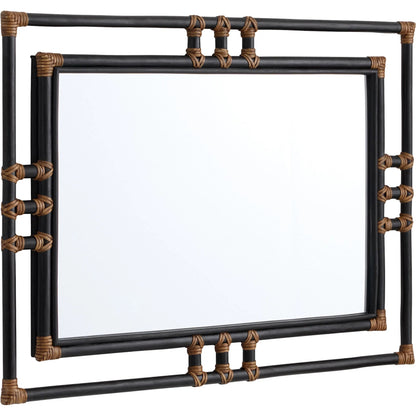 Kampanya Mirror by Cyan Design in black, natural rattan. Made from rattan, mirrored glass, mdf in a rustic style.
