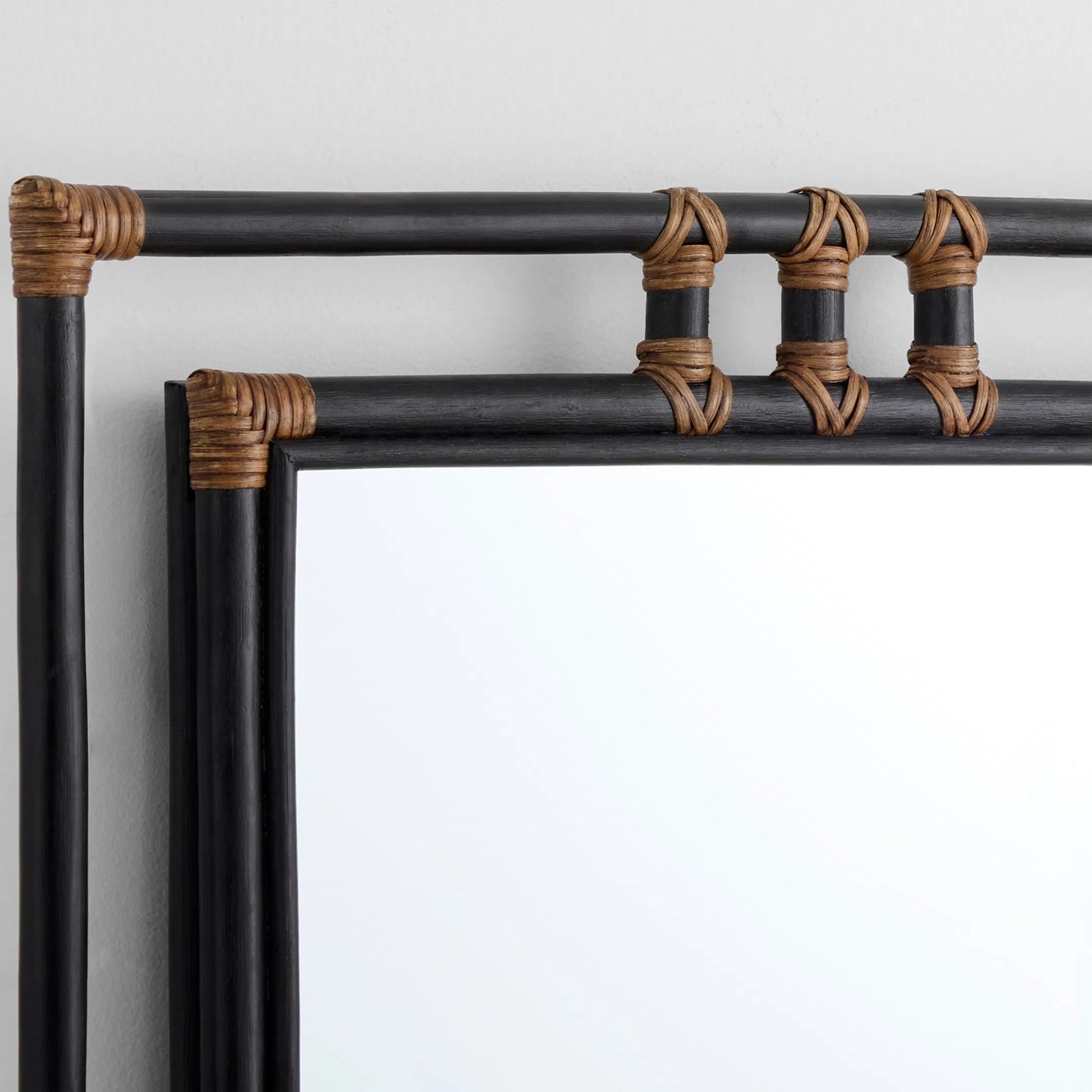 Kampanya Mirror by Cyan Design in black, natural rattan. Made from rattan, mirrored glass, mdf in a rustic style.