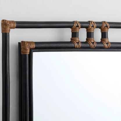 Kampanya Mirror by Cyan Design in black, natural rattan. Made from rattan, mirrored glass, mdf in a rustic style.