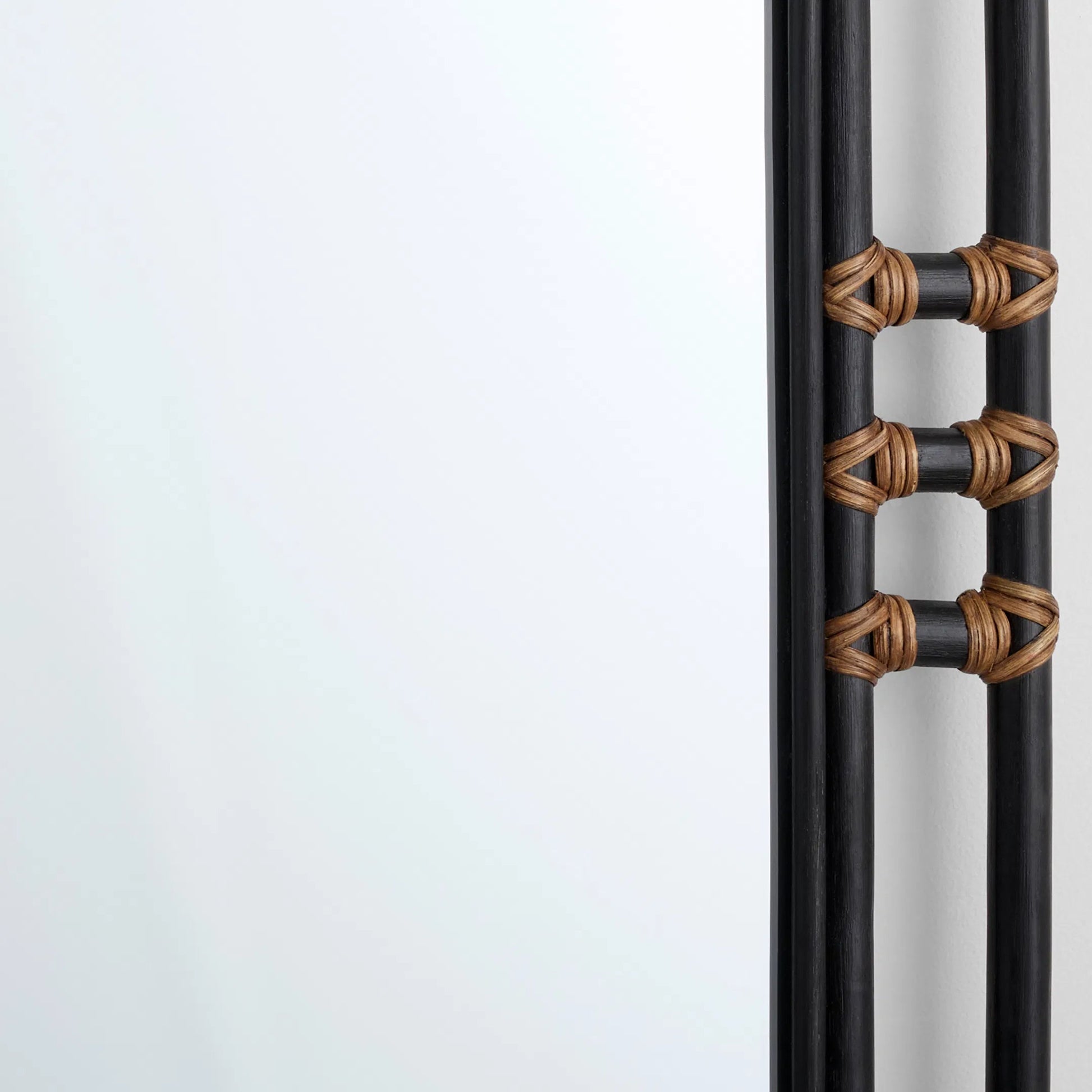 Kampanya Mirror by Cyan Design in black, natural rattan. Made from rattan, mirrored glass, mdf in a rustic style.