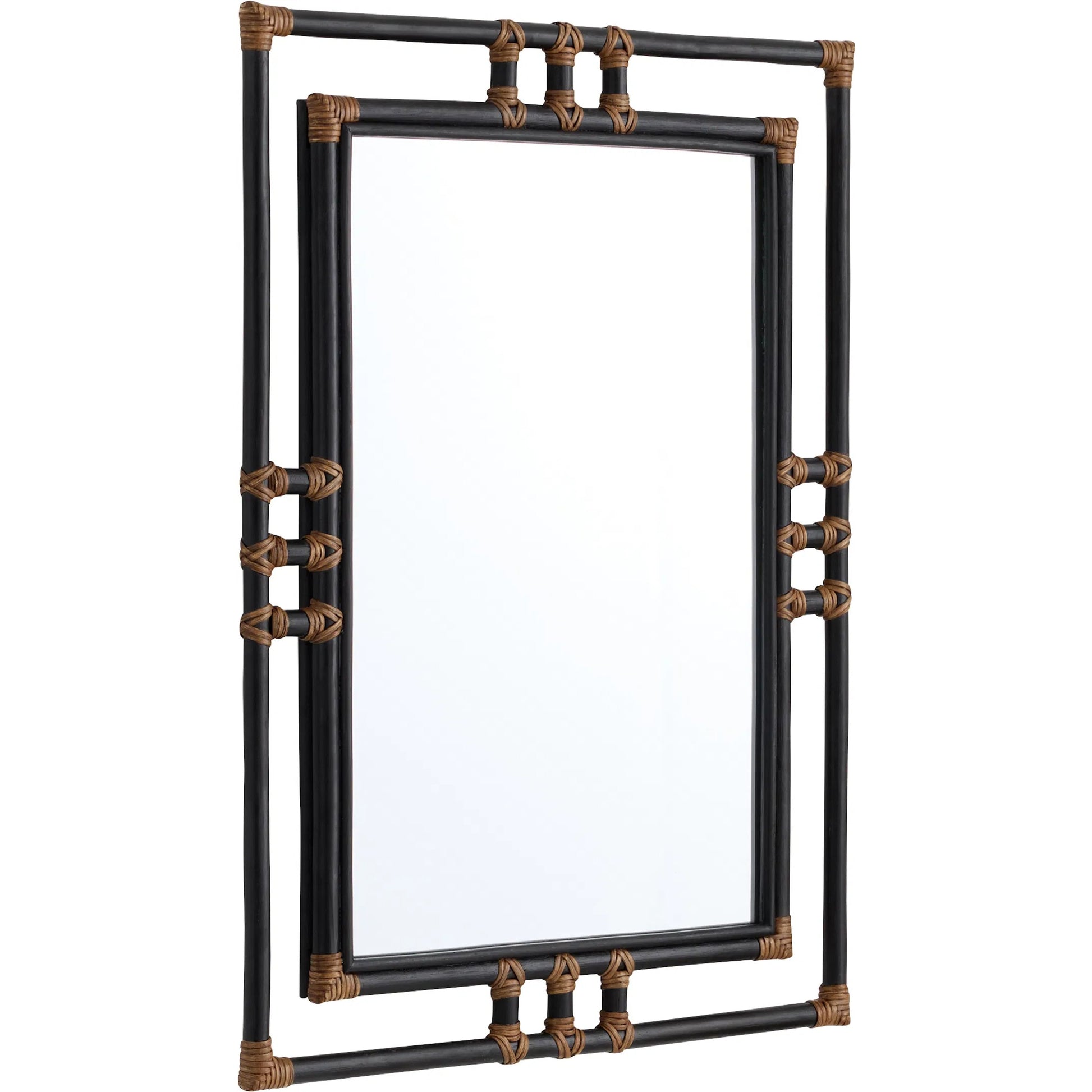 Kampanya Mirror by Cyan Design in black, natural rattan. Made from rattan, mirrored glass, mdf in a rustic style.