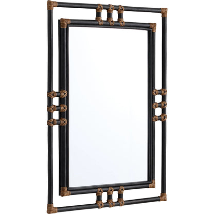 Kampanya Mirror by Cyan Design in black, natural rattan. Made from rattan, mirrored glass, mdf in a rustic style.