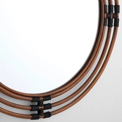 Concentrico Mirror by Cyan Design in smoke rattan, black. Made from rattan, mirrored glass, mdf in a rustic style.