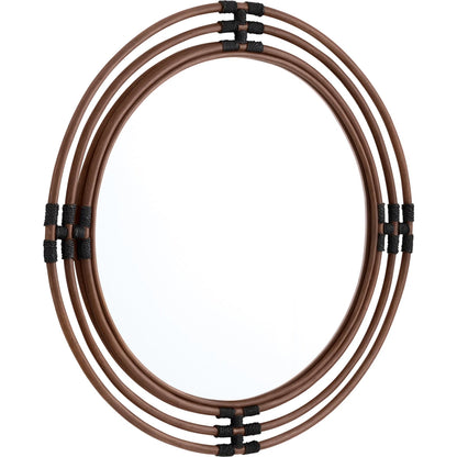 Concentrico Mirror by Cyan Design in smoke rattan, black. Made from rattan, mirrored glass, mdf in a rustic style.