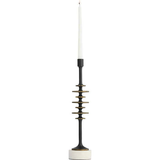 Barcelo Candleholder by Cyan Design in antique bronze, white, brass. Made from cast aluminum, marble in a modern style.