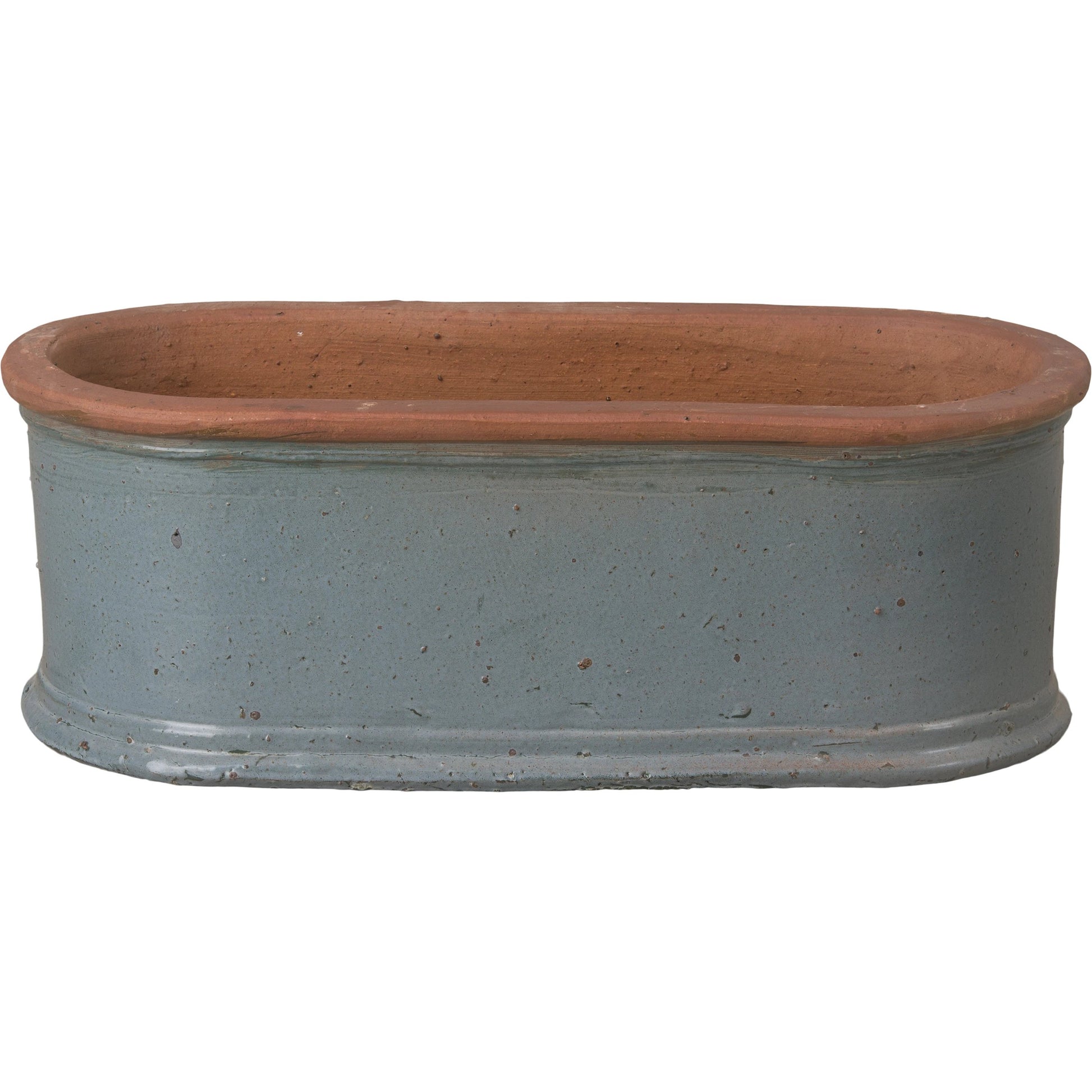 Oval Window Box by Emissary USA in soft blue and glossy glaze. Made from ceramic in a cottage & farmhouse style.