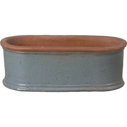 Oval Window Box by Emissary USA in soft blue and glossy glaze. Made from ceramic in a cottage & farmhouse style.