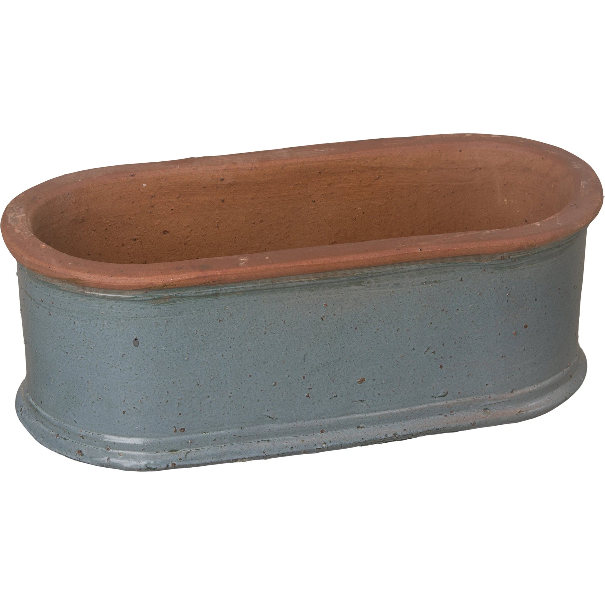 Oval Window Box by Emissary USA in soft blue and glossy glaze. Made from ceramic in a cottage & farmhouse style.